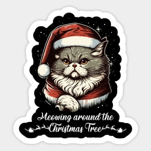 Cute Ugly Christmas Cat Gift Funny Cat Christmas Sticker